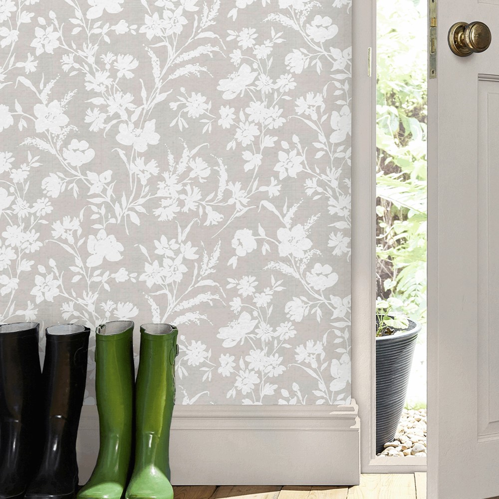 Rye Floral Wallpaper 130110 by Laura Ashley in Dove Grey